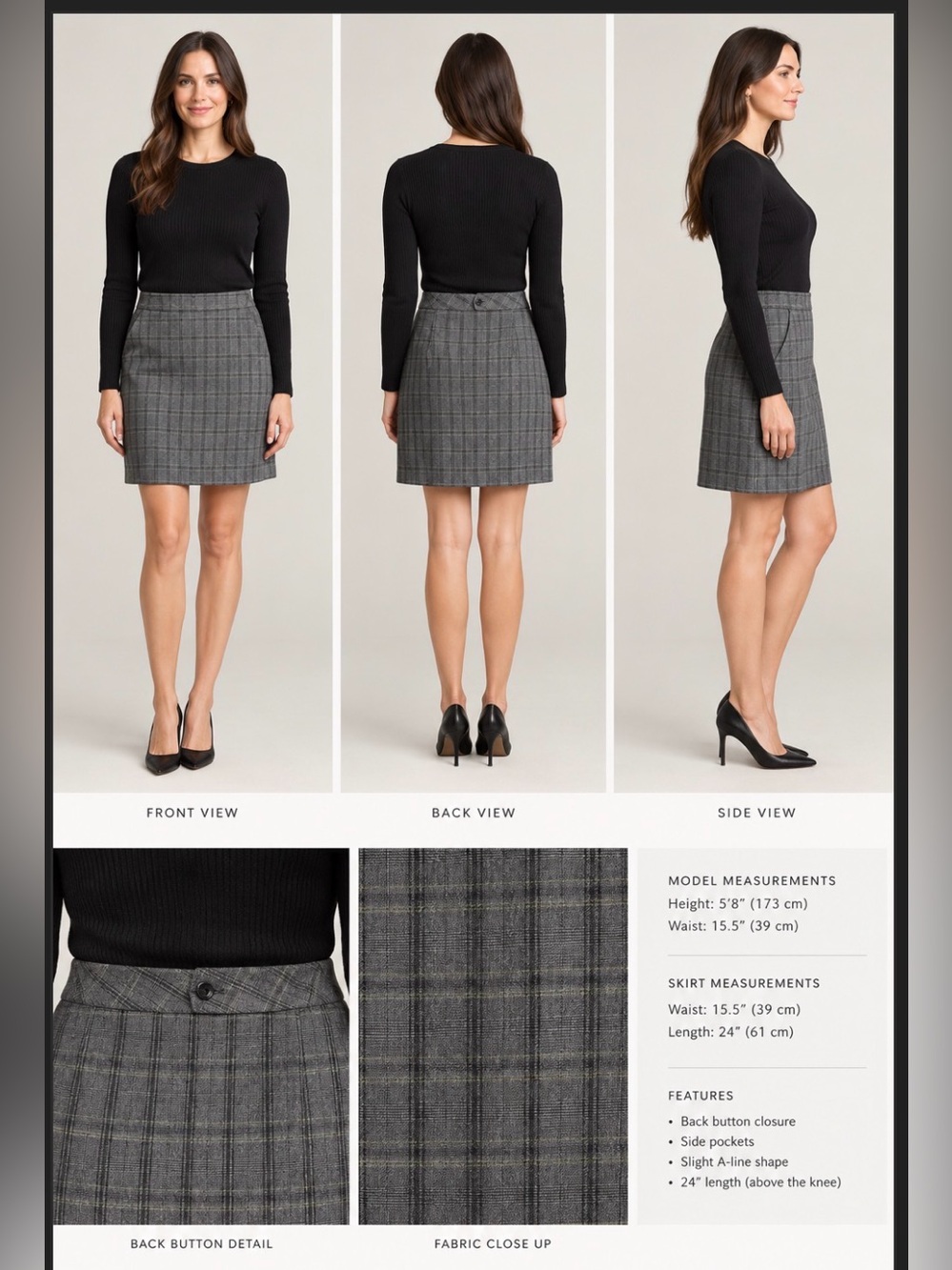 Marni Gray/Green Wool Plaid Pencil Skirt